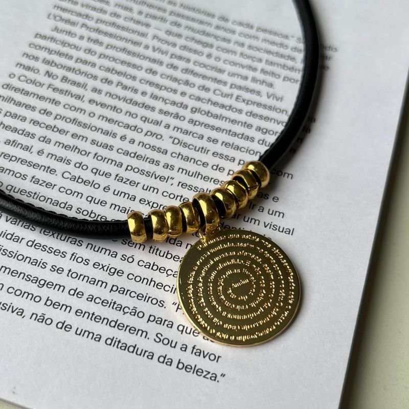 Colar Artesanal Mandala Pai Nosso Couro