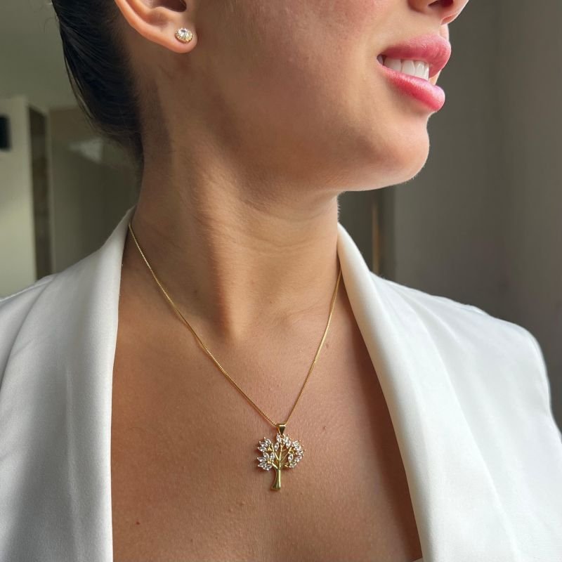 Colar Árvore da Vida Banho Ouro 18k