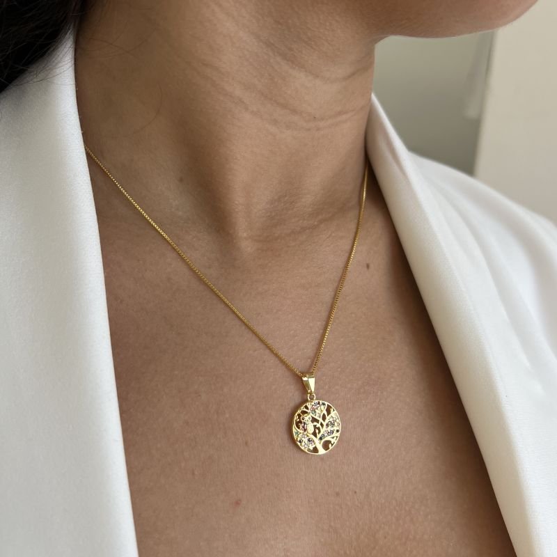 Colar Árvore Da Vida Banho Ouro 18k/Prata 925
