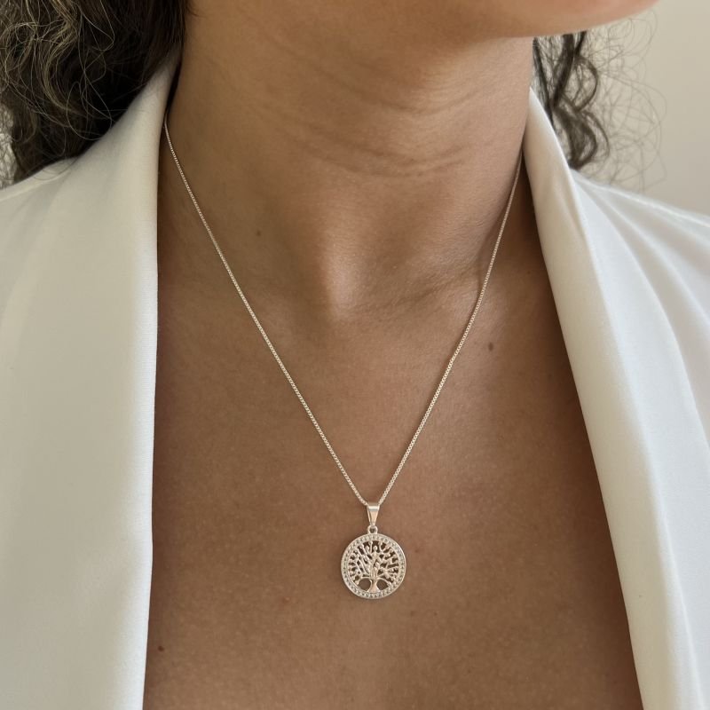 Colar Árvore Da Vida Banho Prata 925