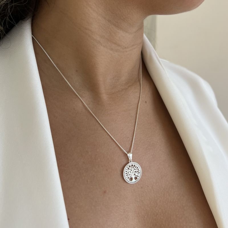 Colar Árvore Da Vida Banho Prata 925