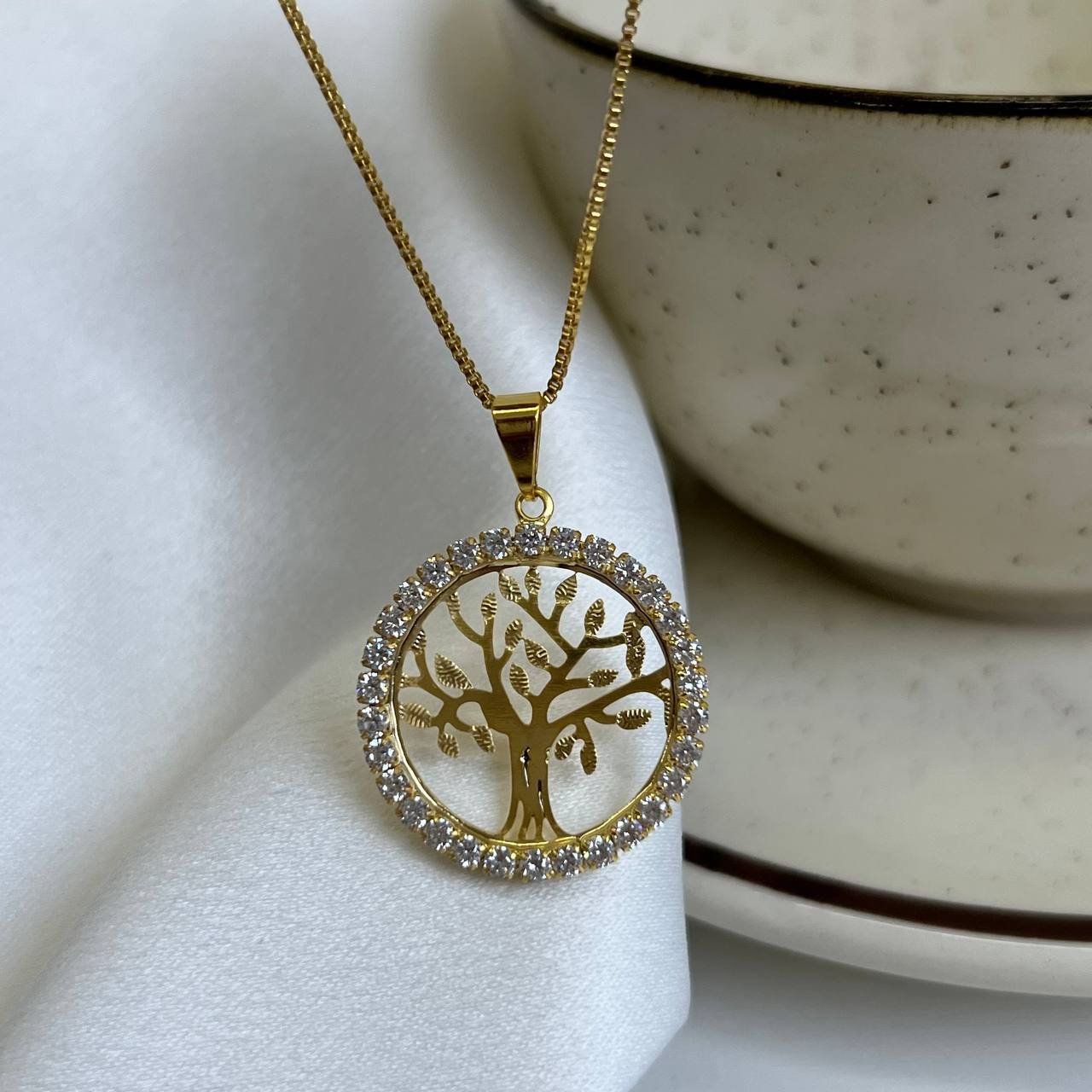 Colar Árvore Da Vida Banho Ouro 18k/Prata 925