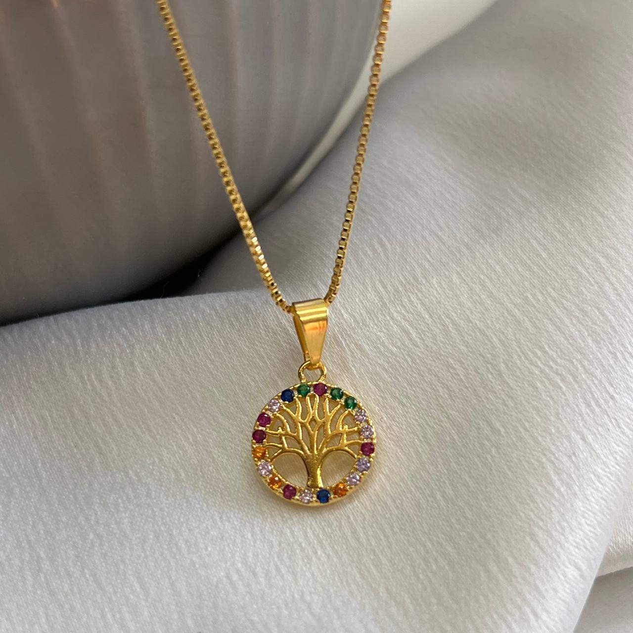 Colar Árvore Da Vida Banho Ouro 18k