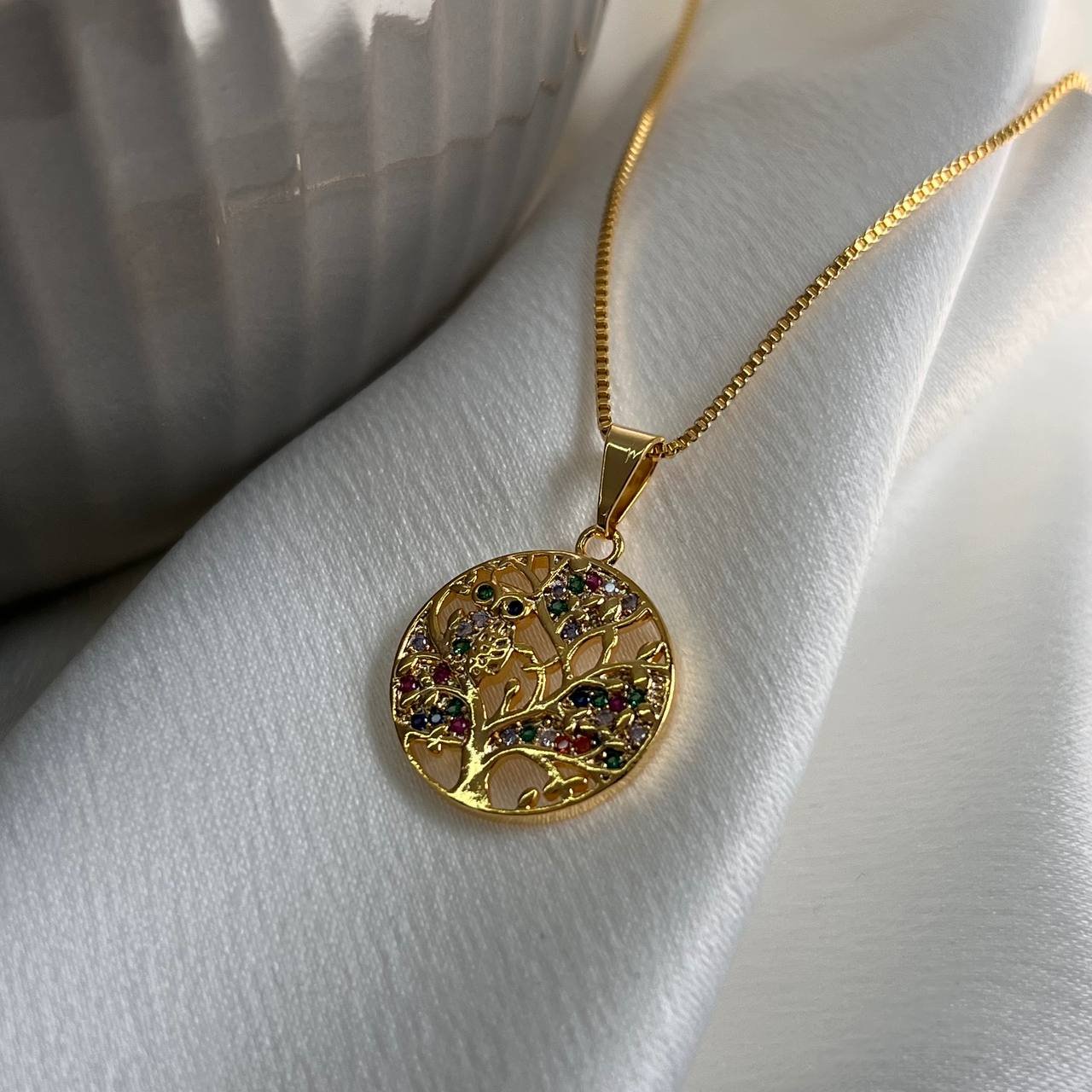 Colar Árvore Da Vida Banho Ouro 18k/Prata 925