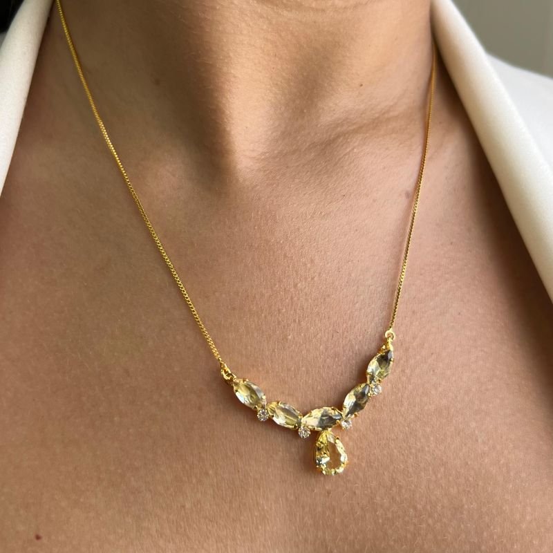 Colar C/ Zircônia Banho Ouro 18k