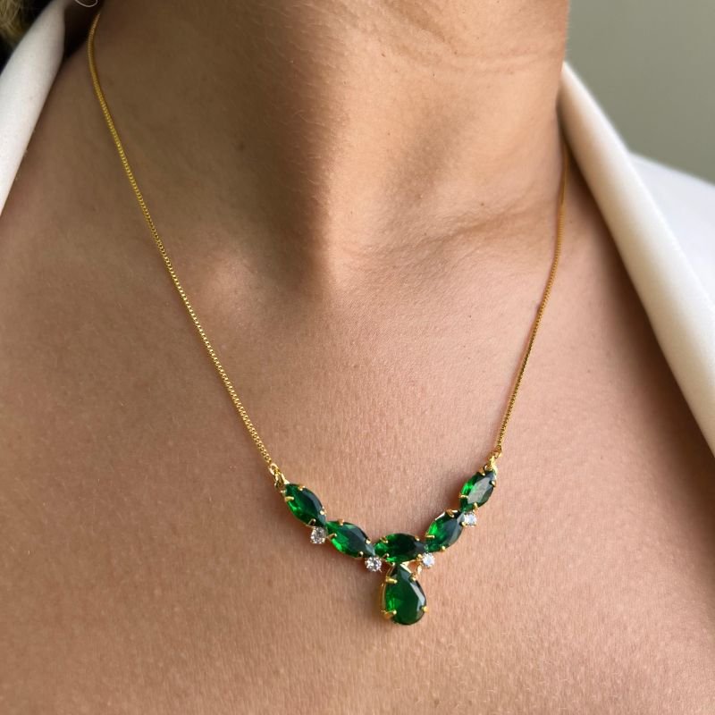 Colar C/ Zircônia Banho Ouro 18k