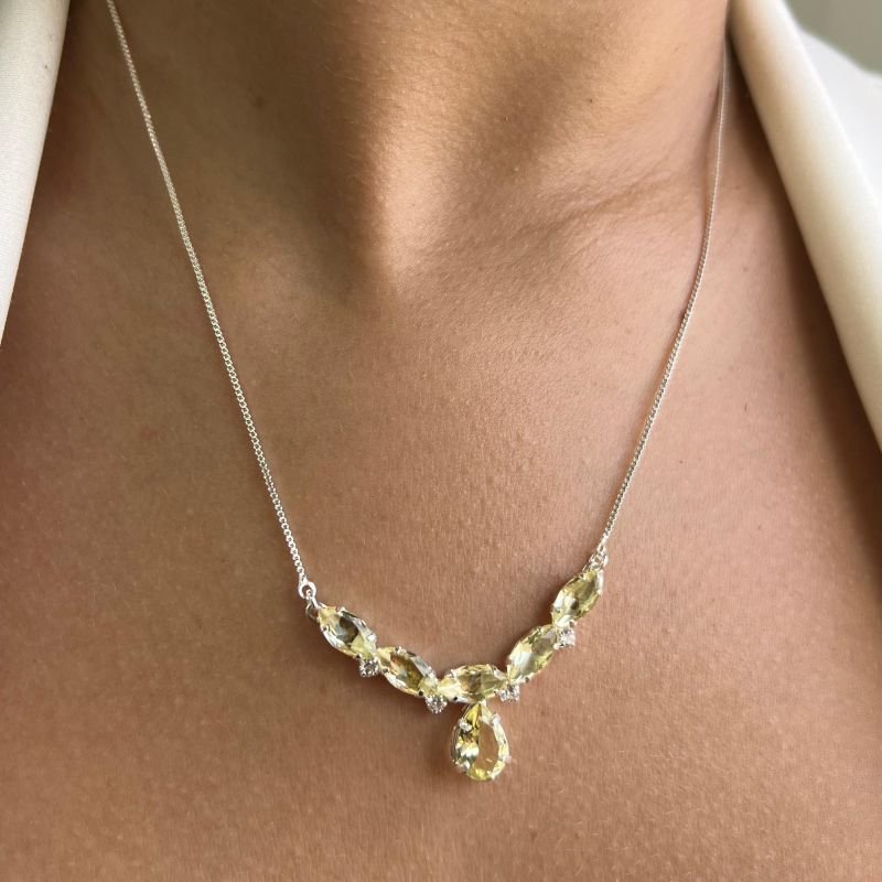 Colar C/ Zircônia Banho Prata 925