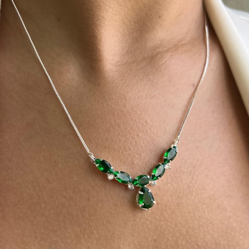 Colar C/ Zircônia Banho Prata 925