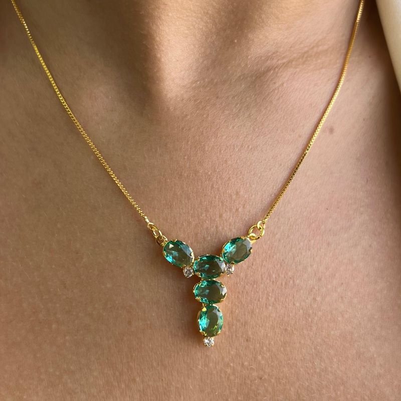 Colar c/ Zircônia Banho Ouro 18k