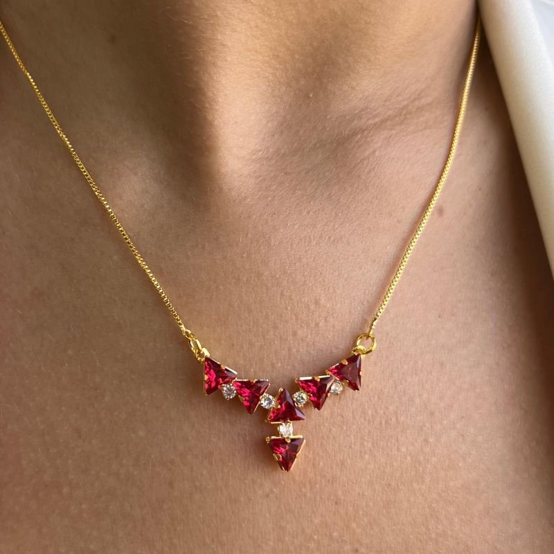 Colar c/ Zircônia Banho Ouro 18k