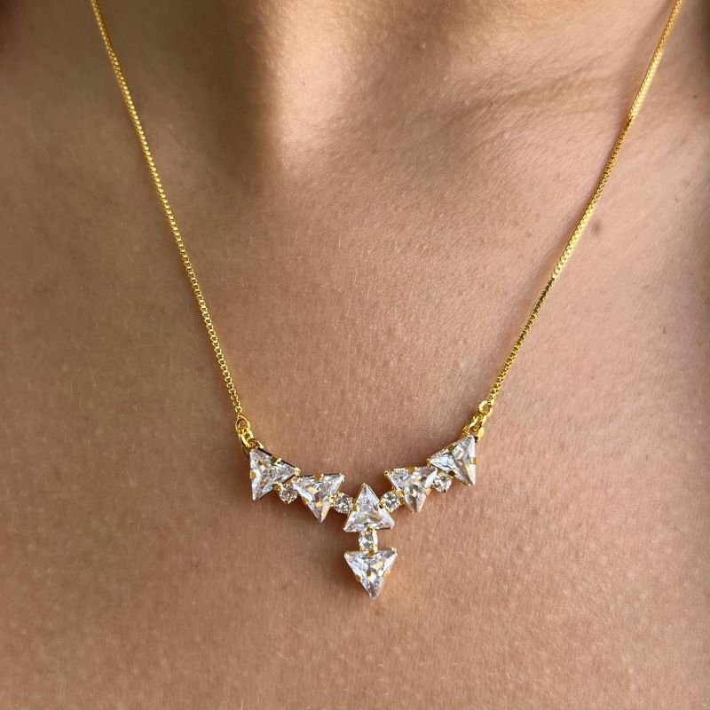 Colar c/ Zircônia Banho Ouro 18k