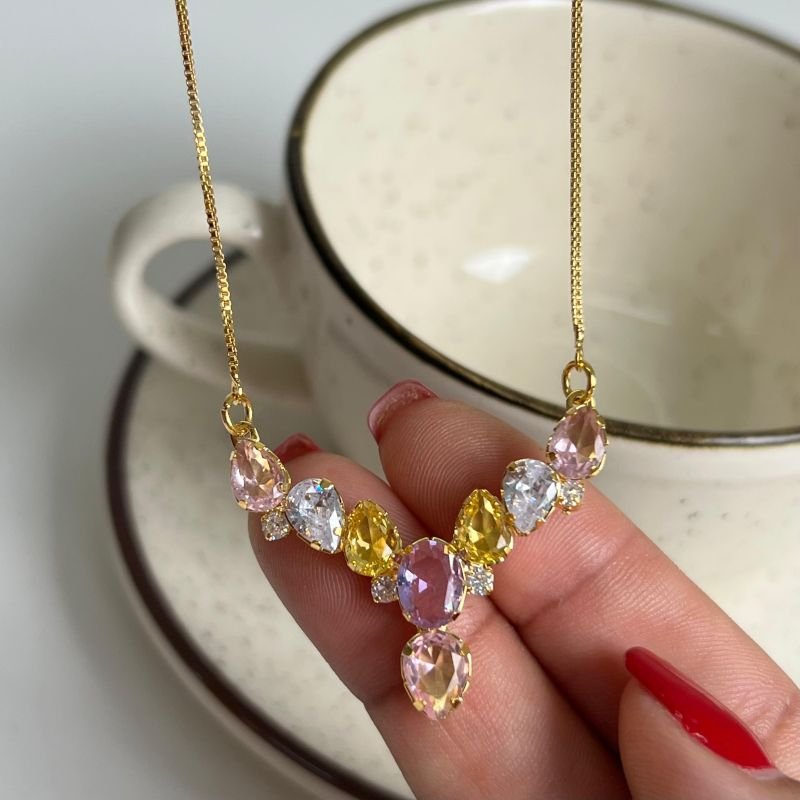 Colar C/ Zircônia Banho Ouro 18k