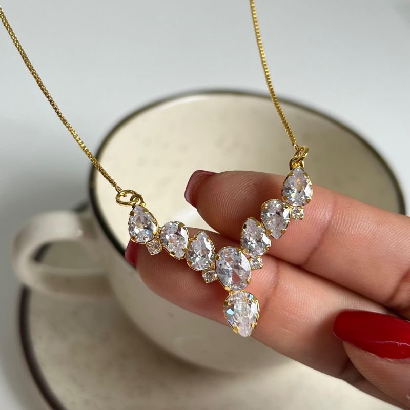 Colar C/ Zircônia Banho Ouro 18k