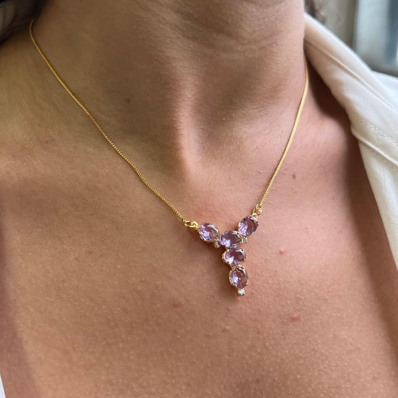 Colar C/ Zircônia Banho Ouro 18k