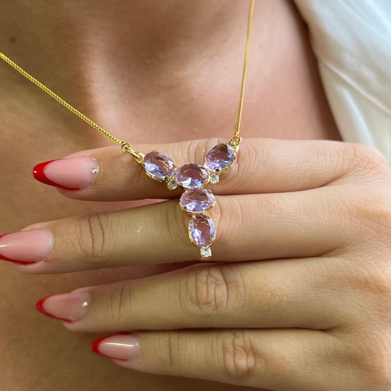 Colar C/ Zircônia Banho Ouro 18k