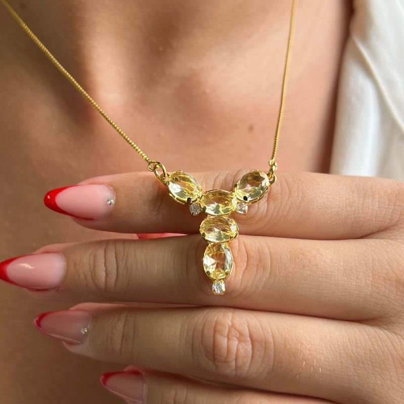 Colar C/ Zircônia Banho Ouro 18k