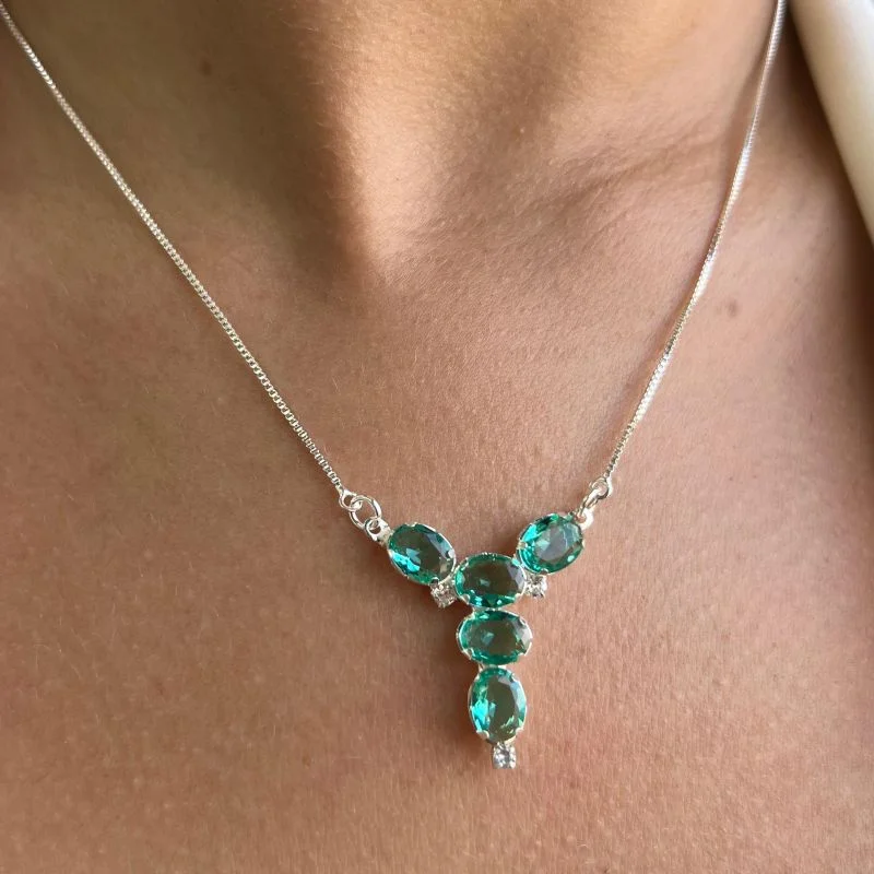 Colar C/ Zircônia Banho Prata 925