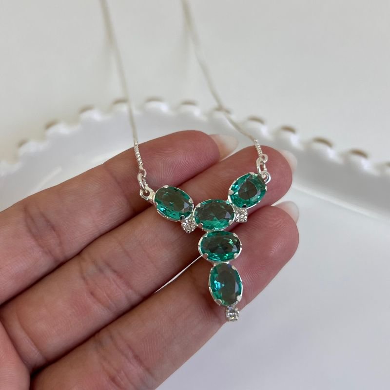 Colar C/ Zircônia Banho Prata 925