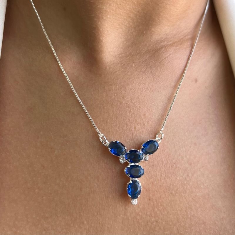 Colar C/ Zircônia Banho Prata 925