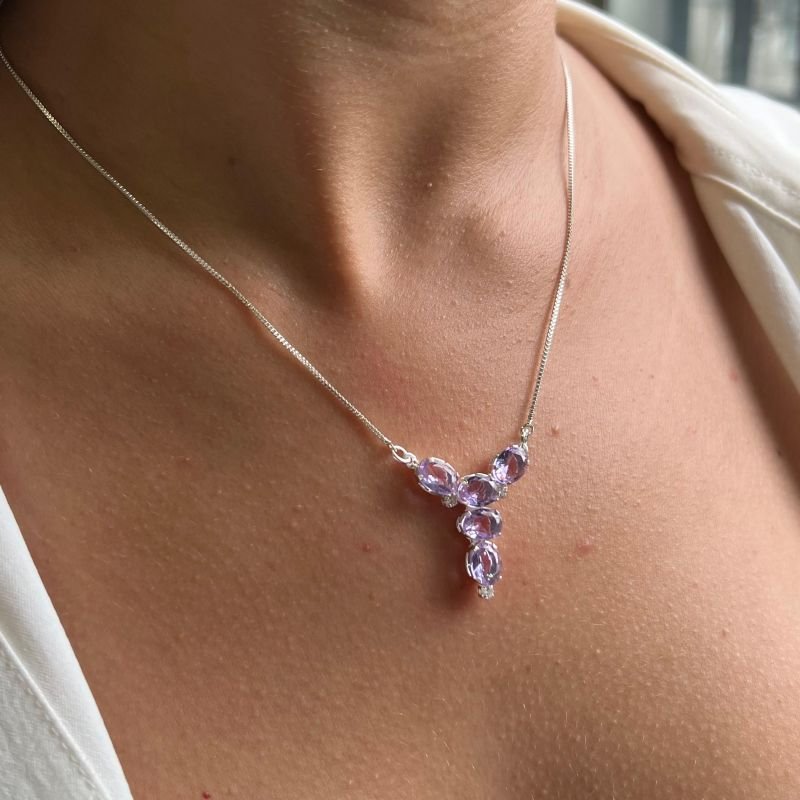 Colar C/ Zircônia Banho Prata 925