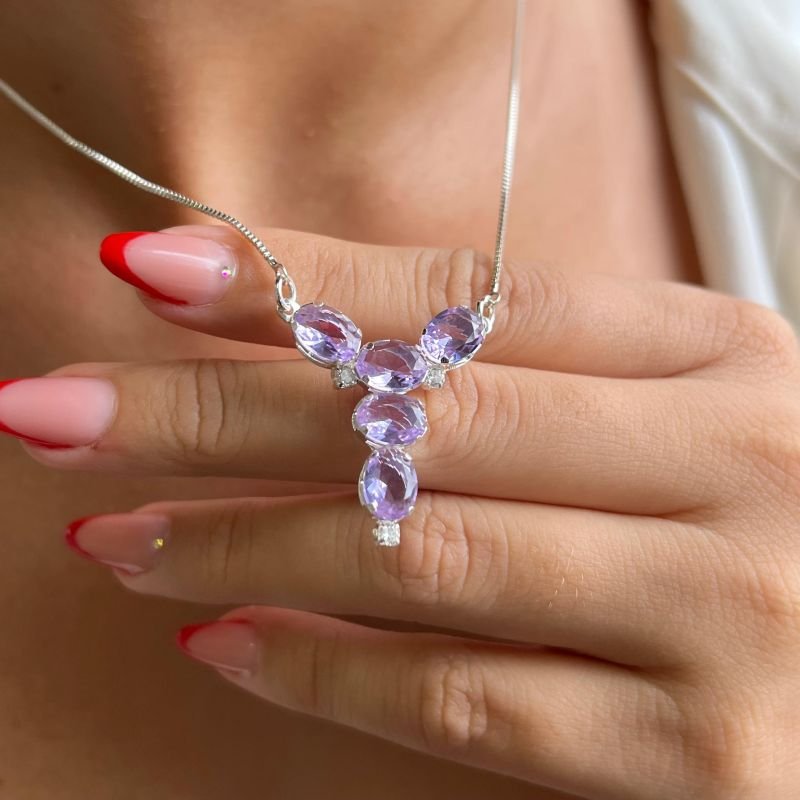 Colar C/ Zircônia Banho Prata 925