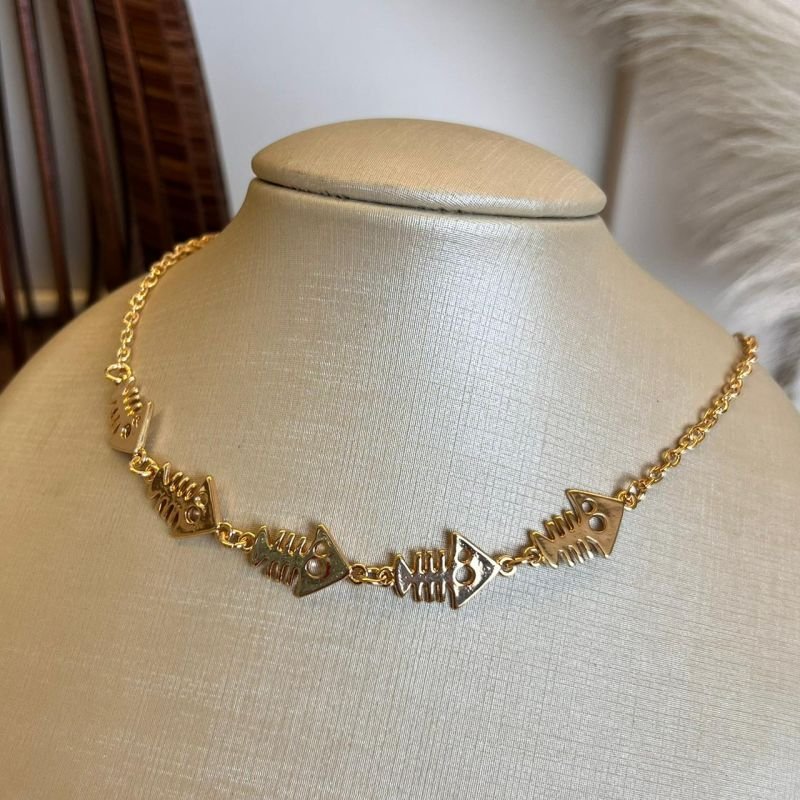 Colar Concha 2 Em 1 Biju Fina Dourado