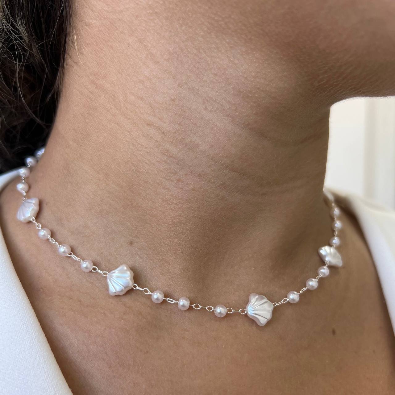 Choker Concha Banho Ouro 18k/Prata 925