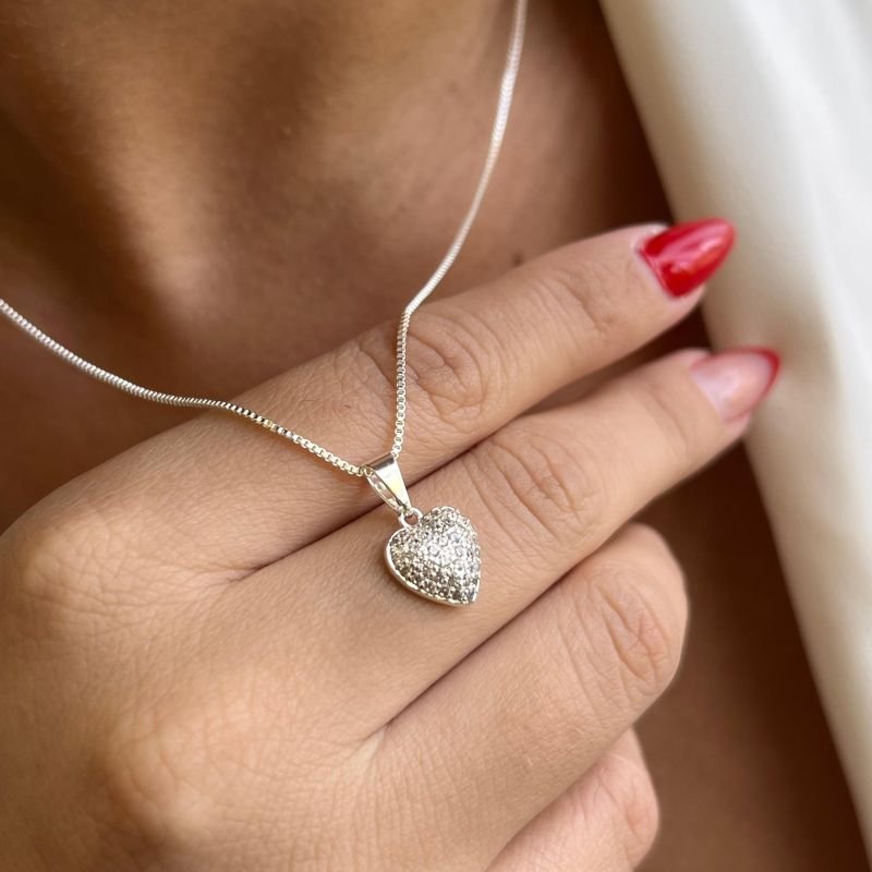 Colar Coração Banho Ouro 18k/Prata 925