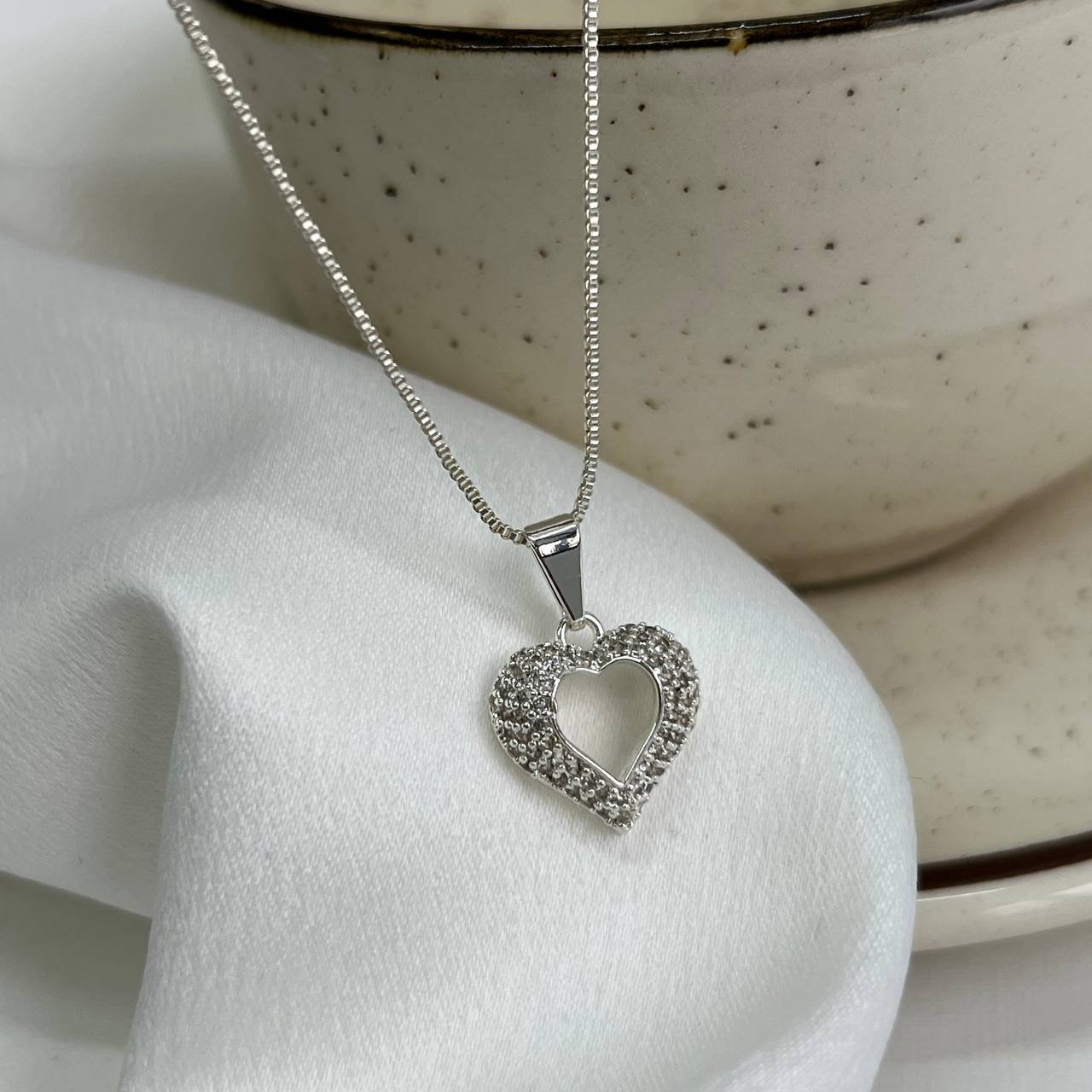 Colar Coração Banho Ouro 18k/Prata 925