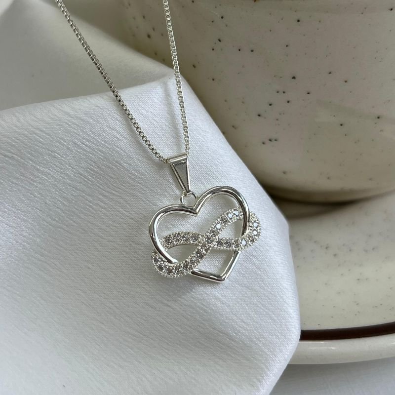 Colar Coração Infinito Banho Ouro 18k/Prata 925