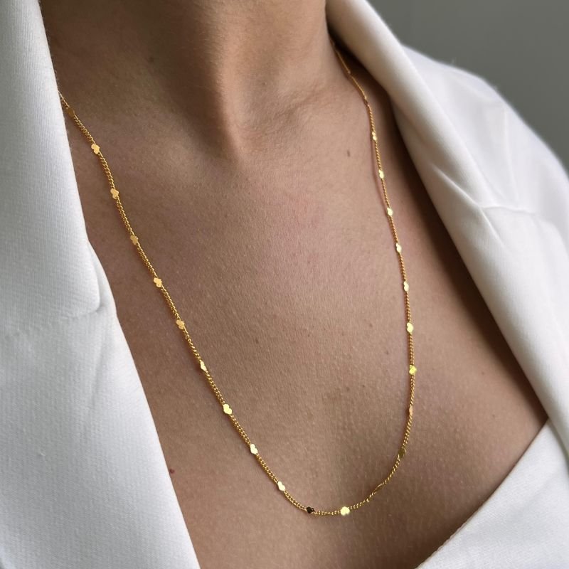 Colar Corações Médio 58cm Banho Ouro 18k/Prata 925