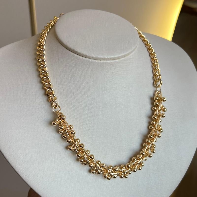 Colar Correntaria Biju Fina Dourado/Ródio