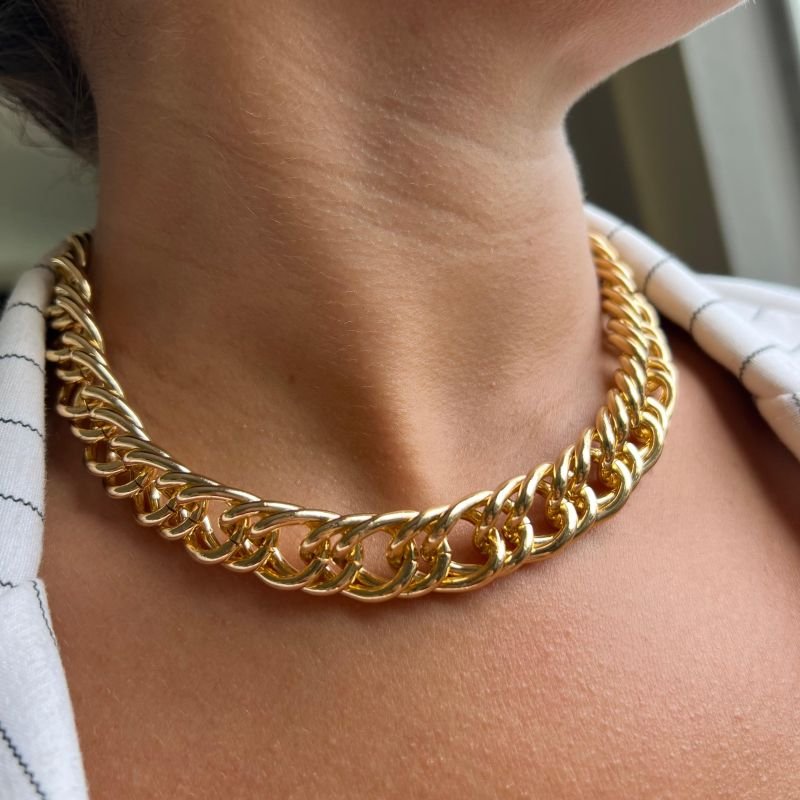 Colar Correntaria Biju Fina Dourado/Ródio - Aurora