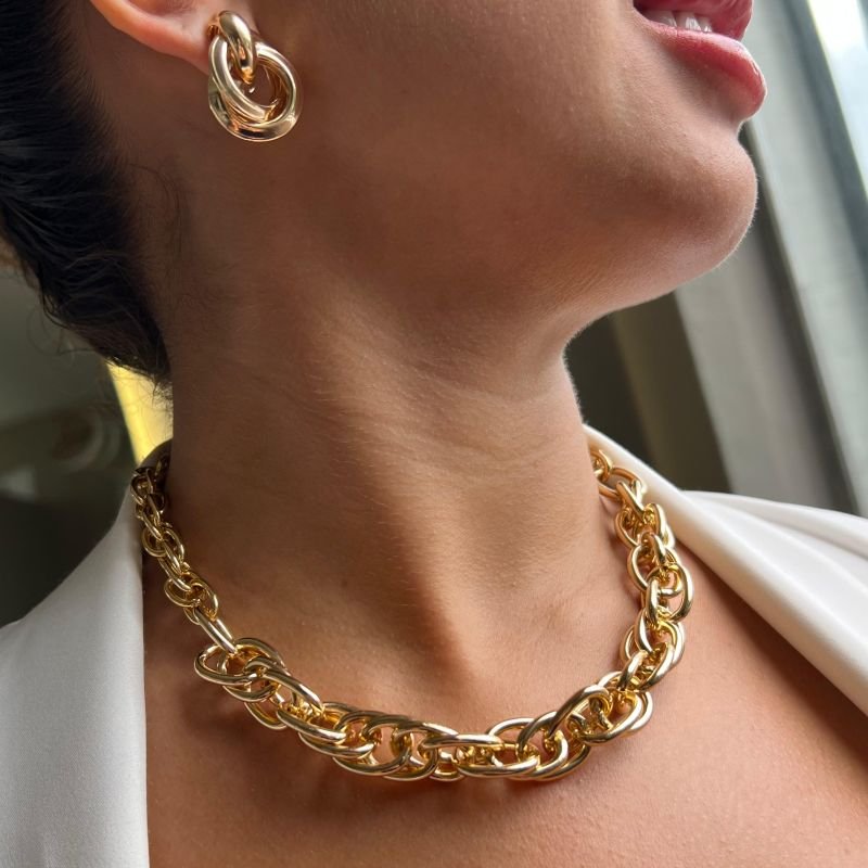 Colar Correntaria Biju Fina Dourado/Ródio - Karina