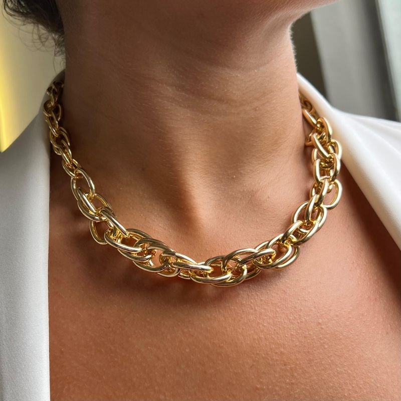 Colar Correntaria Biju Fina Dourado/Ródio - Karina