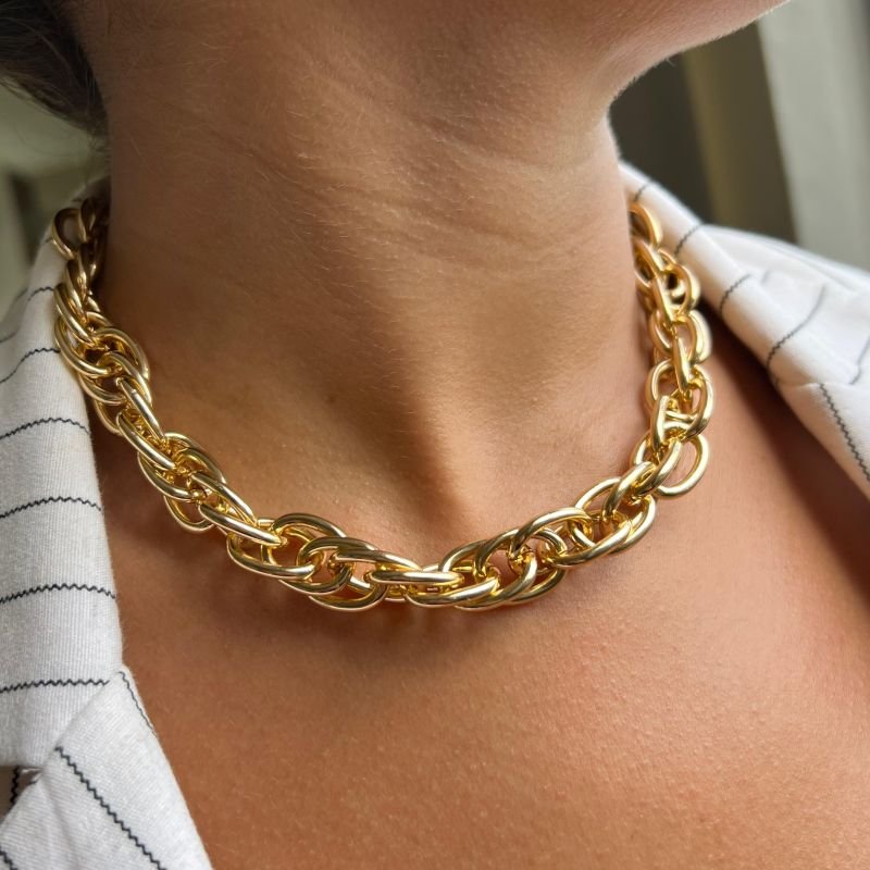 Colar Correntaria Biju Fina Dourado/Ródio - Luanna