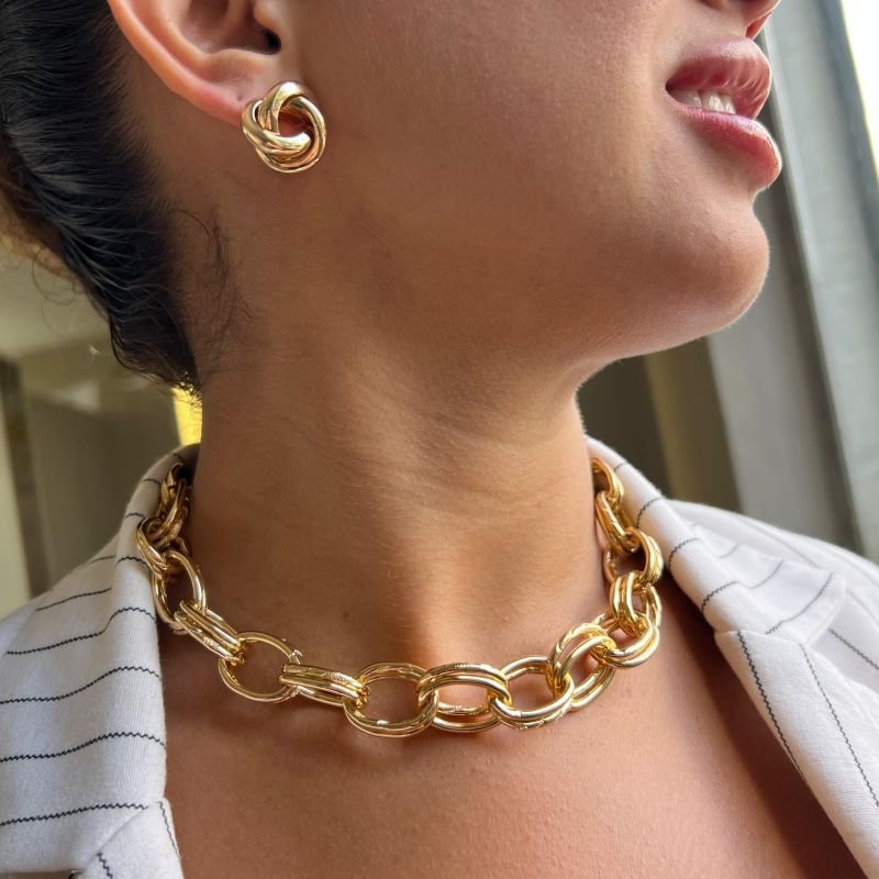 Colar Correntaria Biju Fina Dourado/Ródio - Melissa