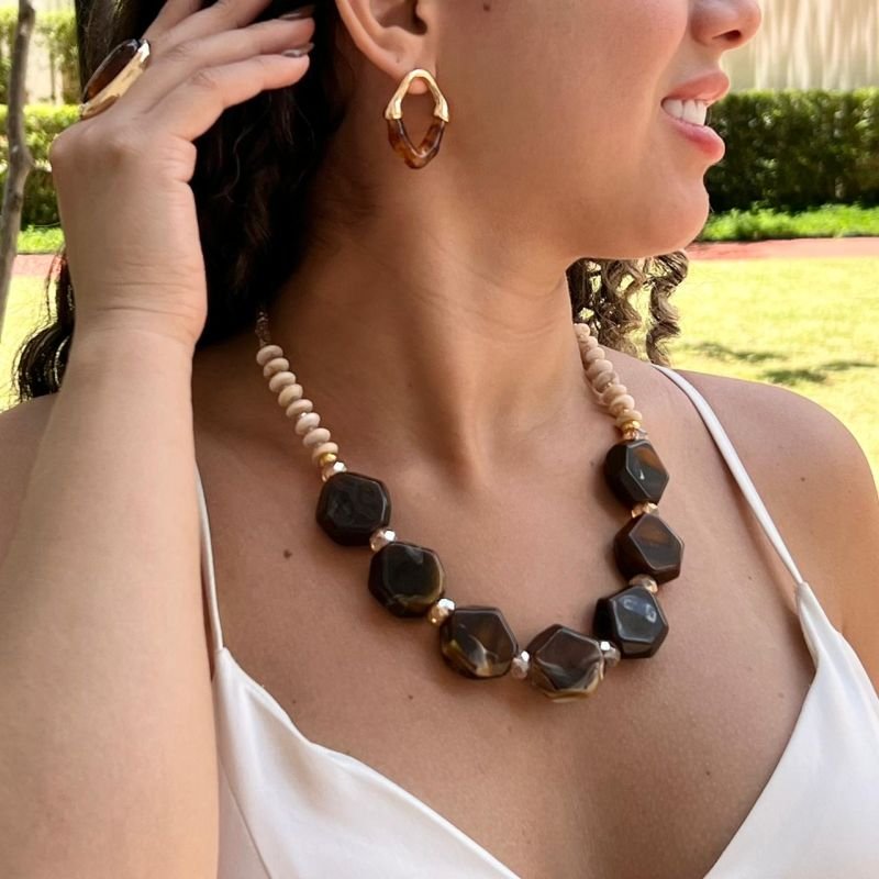 Colar Courino C/ Resina