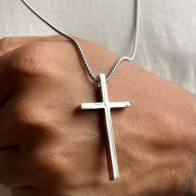 Colar Crucifixo Aço Inoxidável Dourado/Ródio