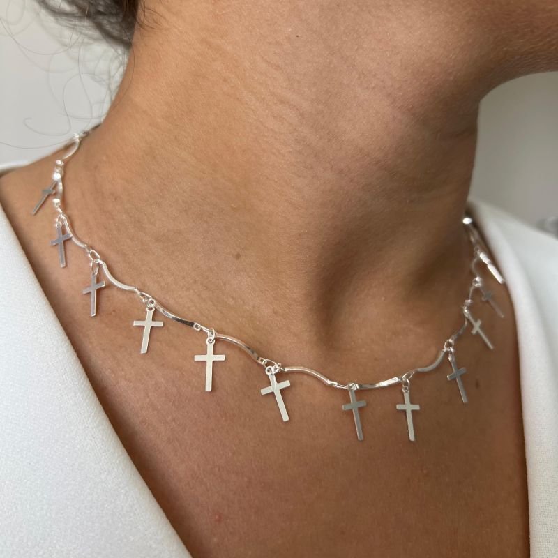 Colar Cruz Banho Ouro 18k/Prata 925