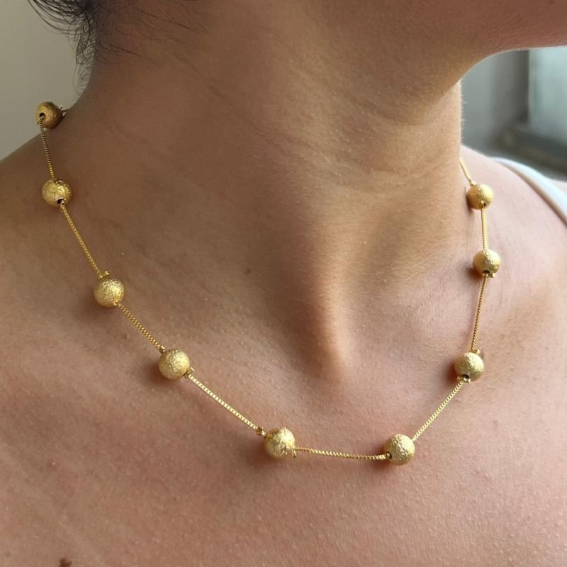 Colar Esfera Banho Ouro18k