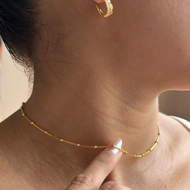 Colar Esfera Banho Ouro18k/Prata 925