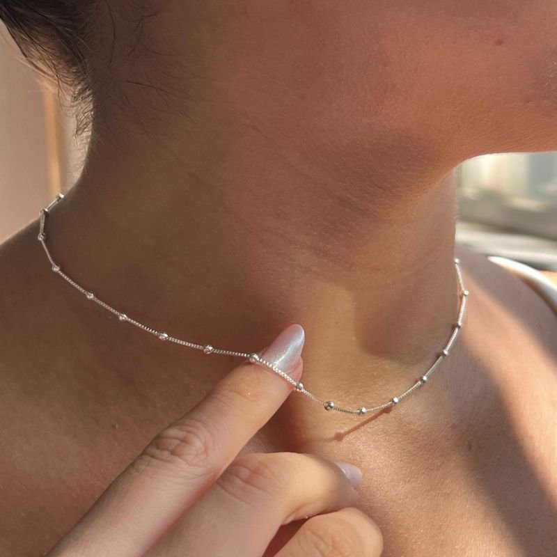 Colar Esfera Banho Ouro18k/Prata 925