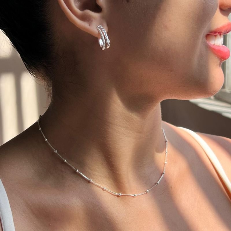 Colar Esfera Banho Ouro18k/Prata 925