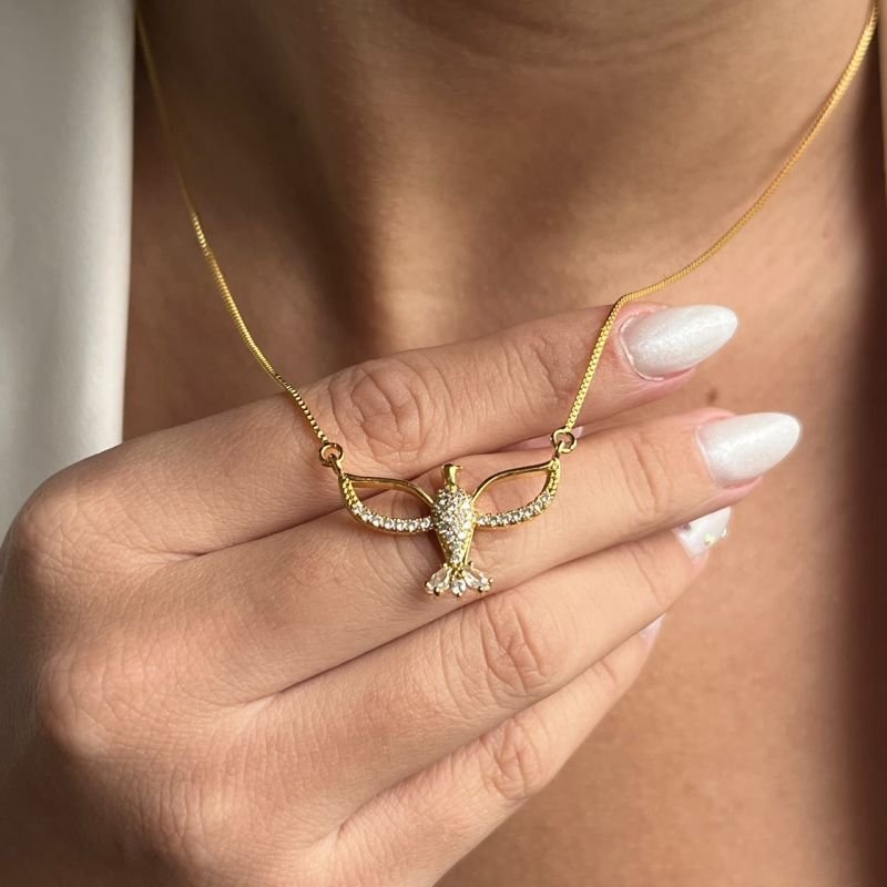 Colar Espirito Santo Banho Prata 925/Ouro 18k