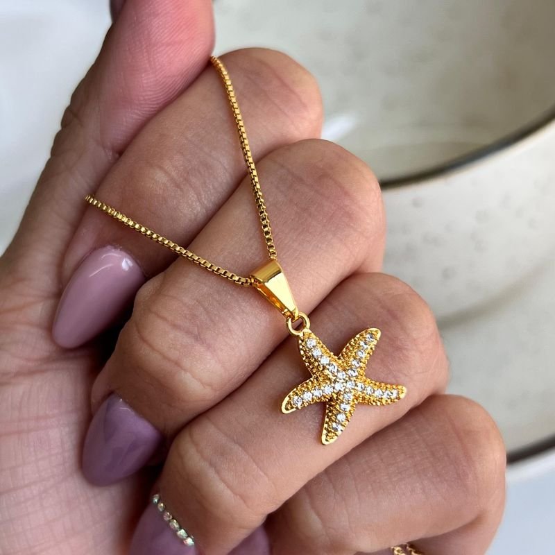 Colar Estrela do Mar Banho Ouro 18k/Prata 925