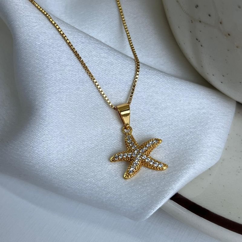 Colar Estrela do Mar Banho Ouro 18k/Prata 925