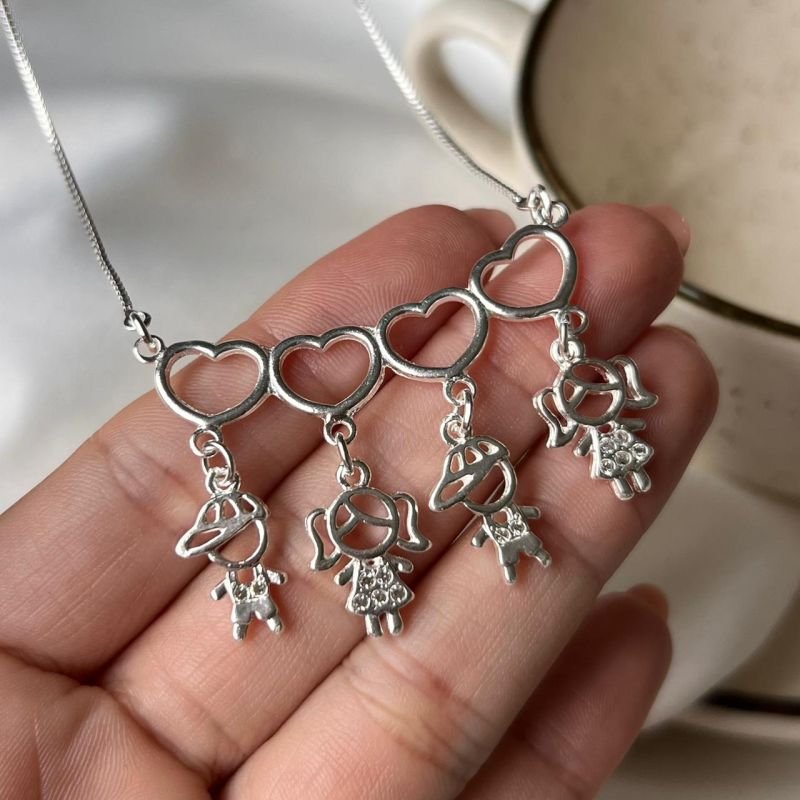 Colar Filhos (Dois Casais) Banho Ouro18k/Prata 925