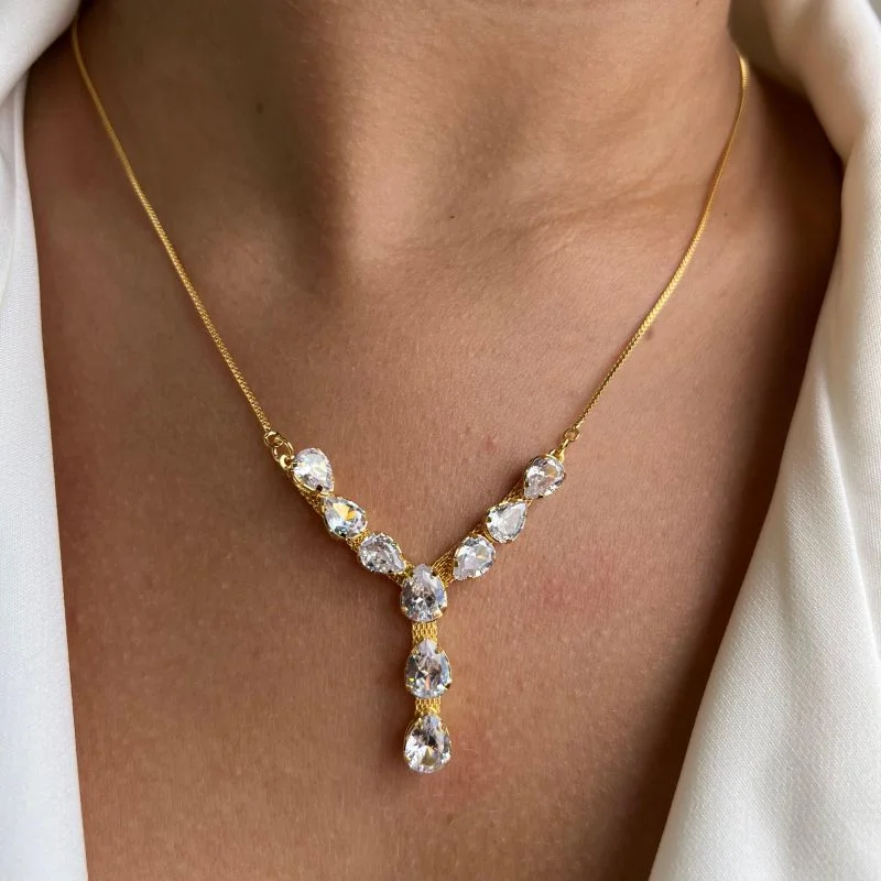 Colar C/ Zircônia Banho Ouro 18k/Prata 925