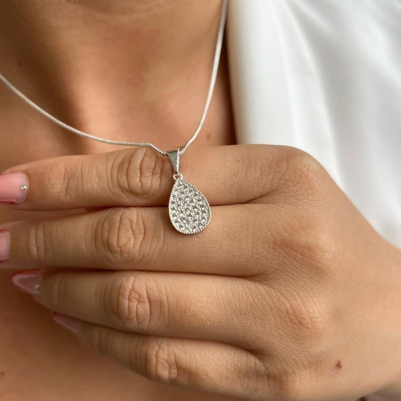 Colar Gota Micro Zircônia Banho Ouro 18k/Prata 925